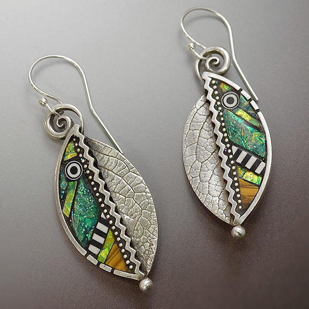 Creative Jagged Faux Wood Gold Leaf Earrings