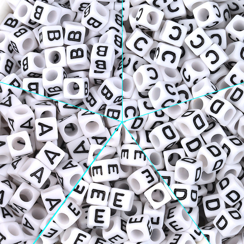 100 Pcspack Acrylic 26 English Letters Big Hole Beads Scattered Diy Bracelet String