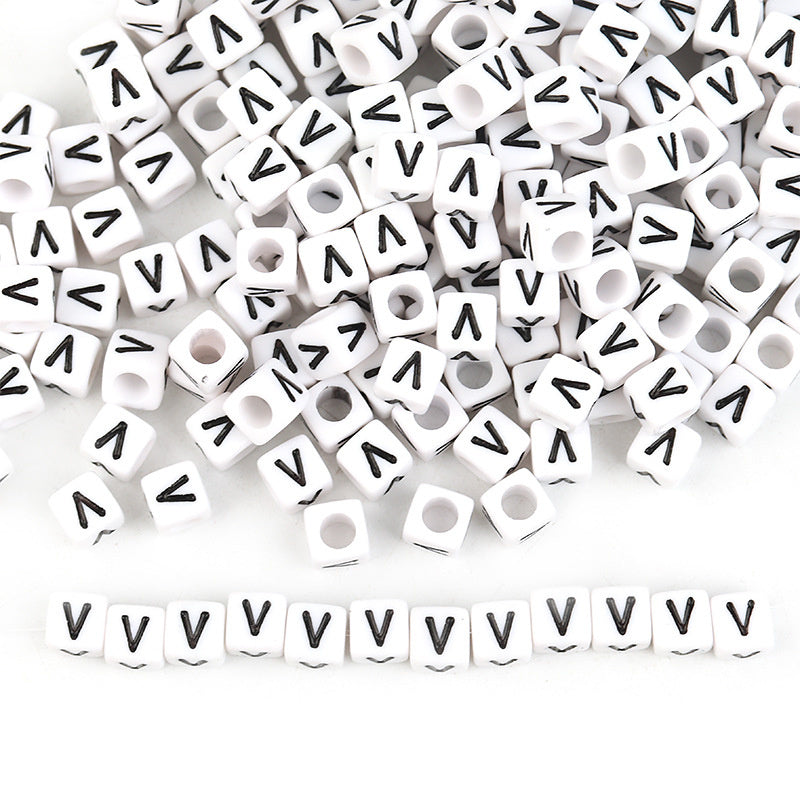 100 Pcspack Acrylic 26 English Letters Big Hole Beads Scattered Diy Bracelet String