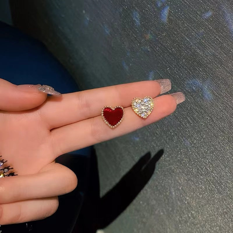 Silver Anti-allergy Red Love Earrings