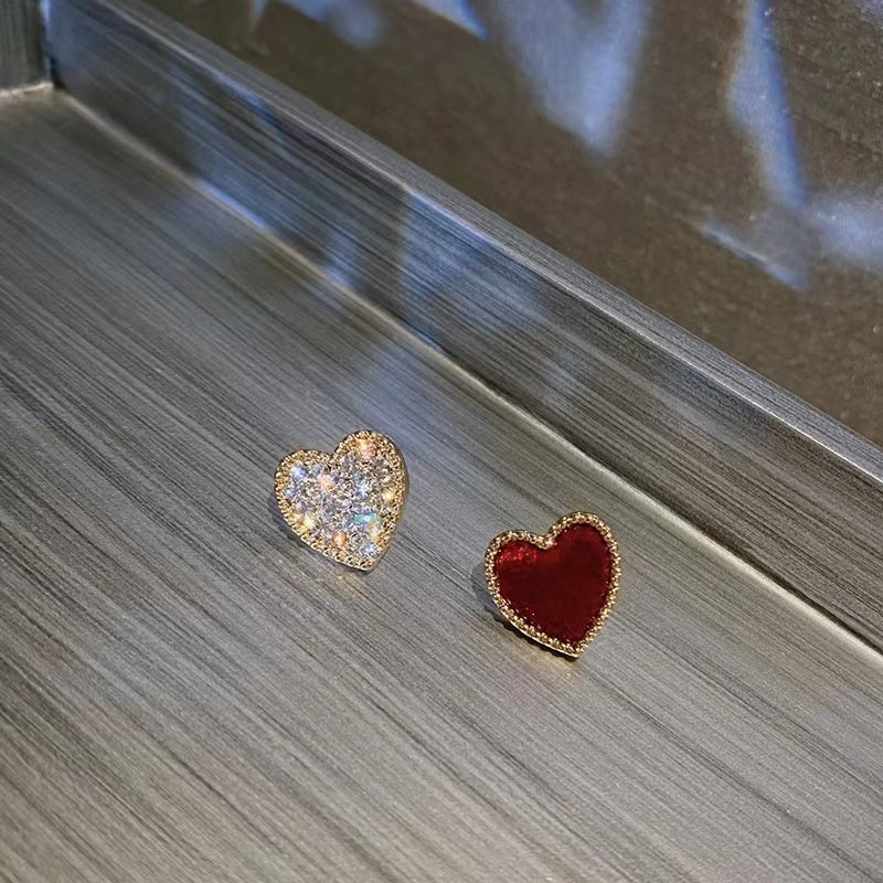 Silver Anti-allergy Red Love Earrings