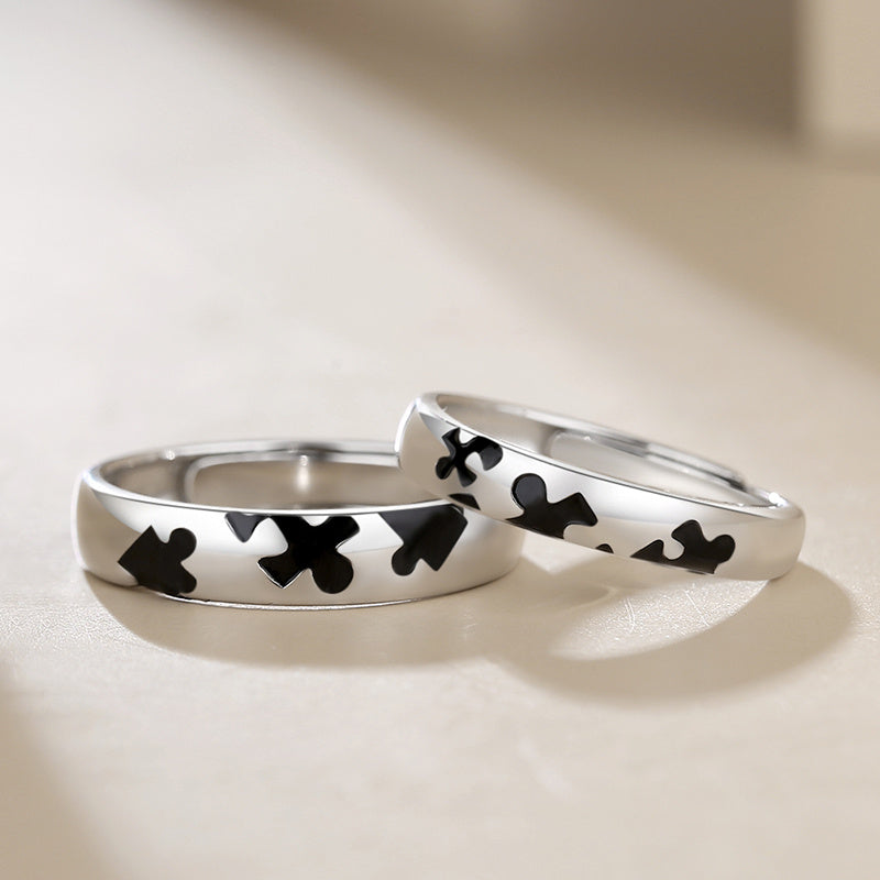 925 Sterling Silver Puzzle Couple Ring Design