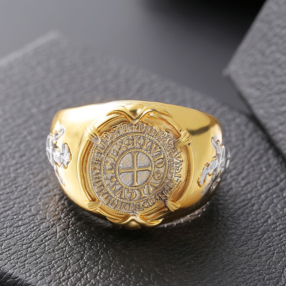 Men's Electroplated Valor Gold Coin Ring