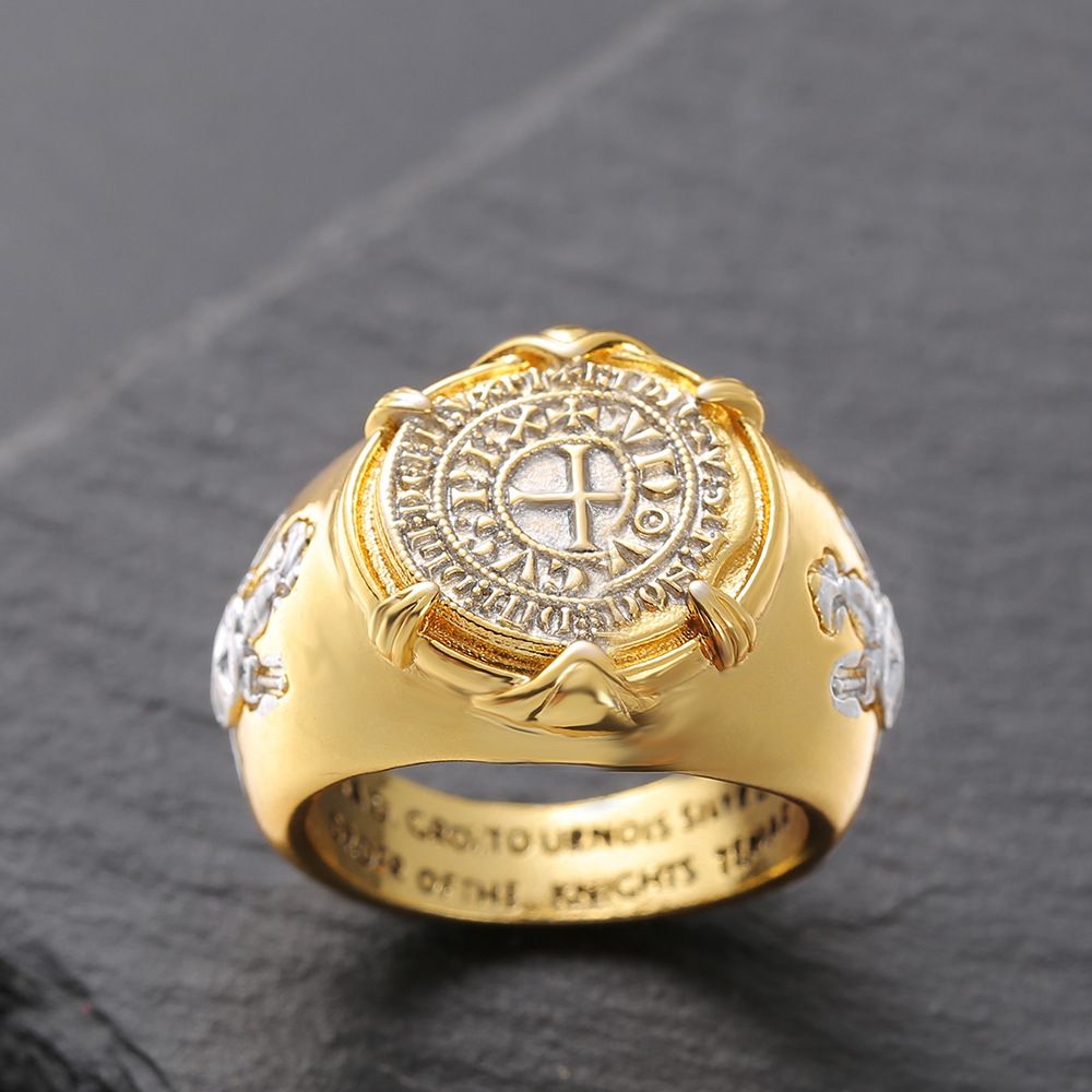 Men's Electroplated Valor Gold Coin Ring