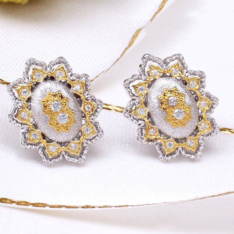 Silver And Gold Plated Snowflake Split Colour Earrings