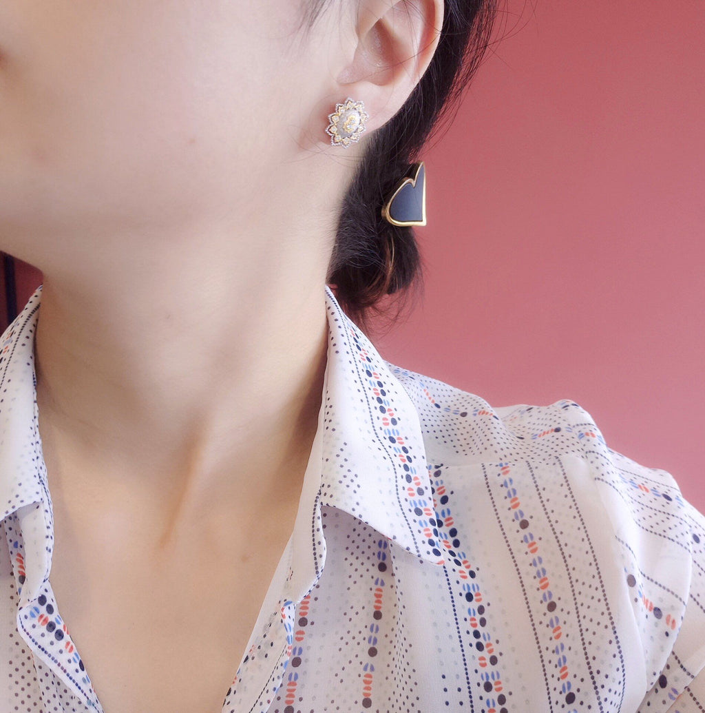Silver And Gold Plated Snowflake Split Colour Earrings