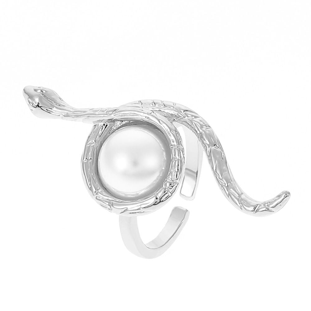 Fashion Minority Snake Wrapped Pearl Ring