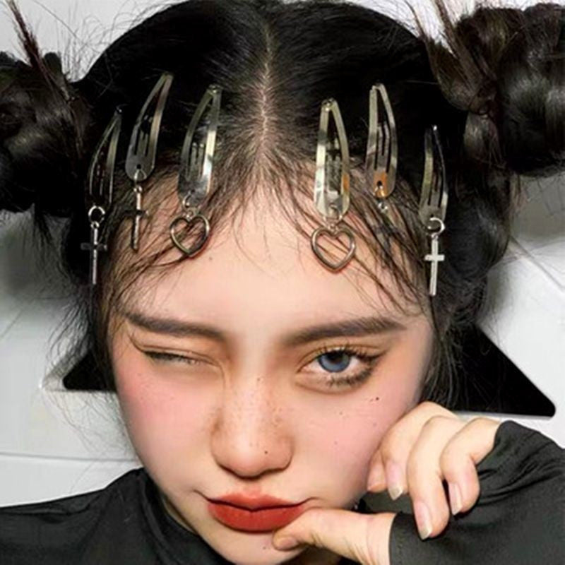 Individualized Dark Love Flower Cross Hairpin Clip