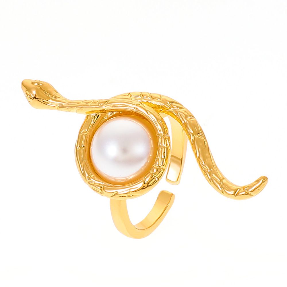 Fashion Minority Snake Wrapped Pearl Ring
