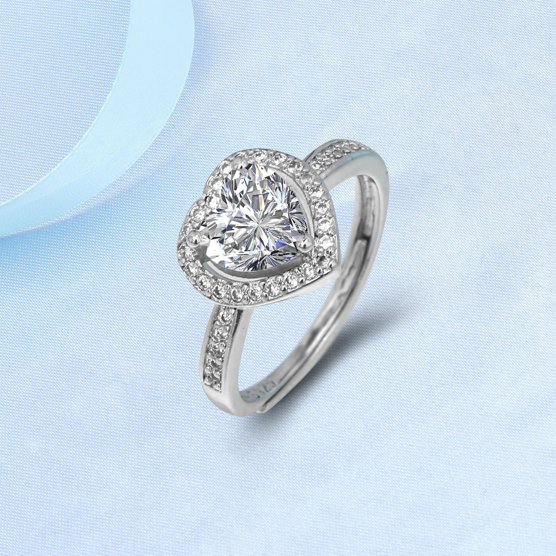 Women's Silver Ring Moissanite Simple Heart