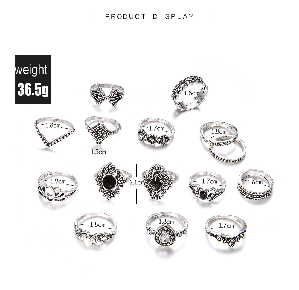 Black Gem Joint Set Ring