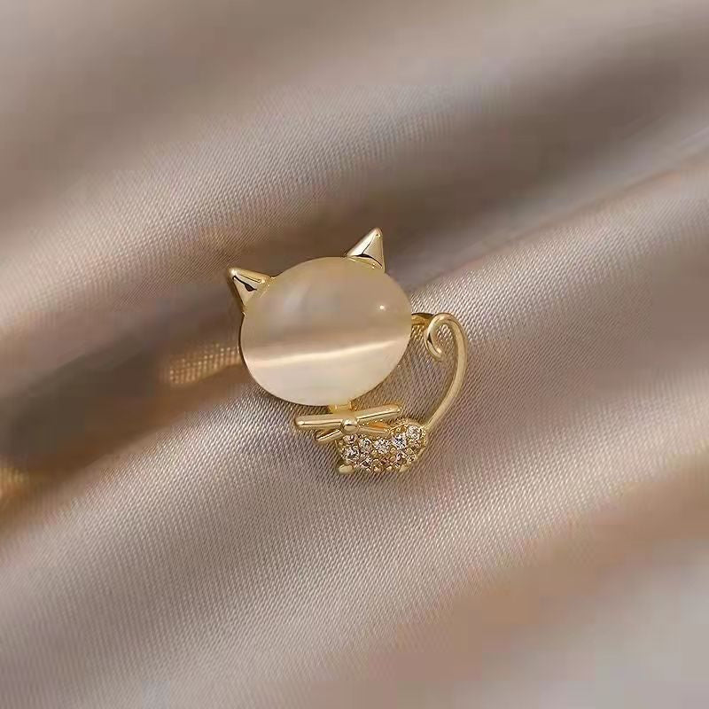 Simple And Versatile Opal Neckline Shirt Cardigan Collar Pin Brooch