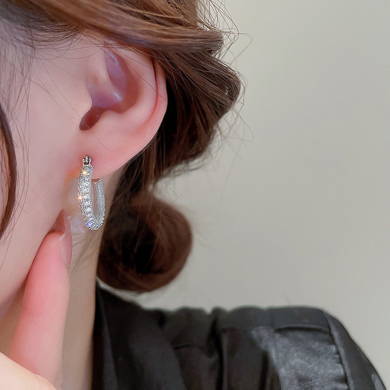 Women's Zircon Geometric Circle Earrings