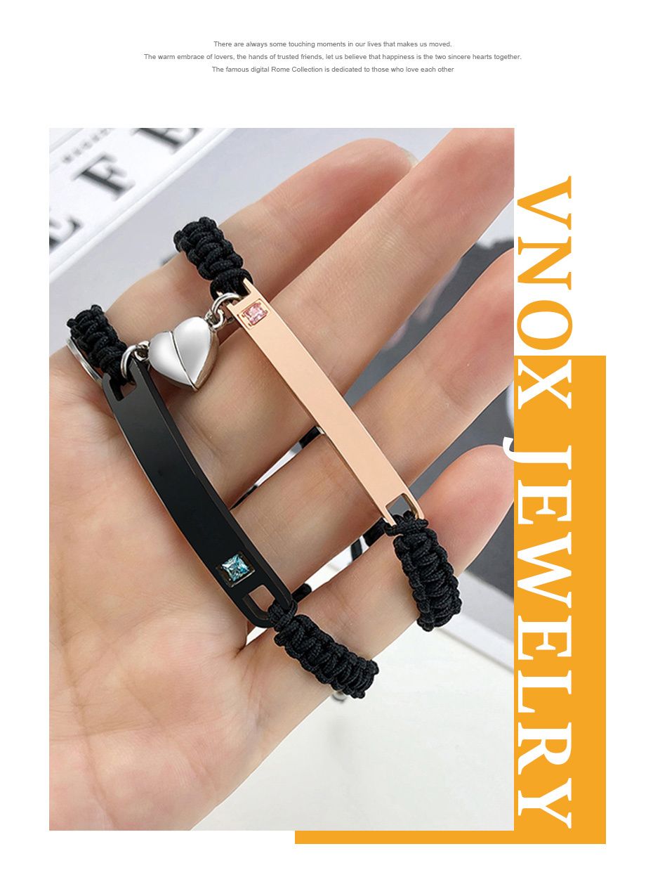 Stainless Steel Bending Brand Braided Couple Bracelet