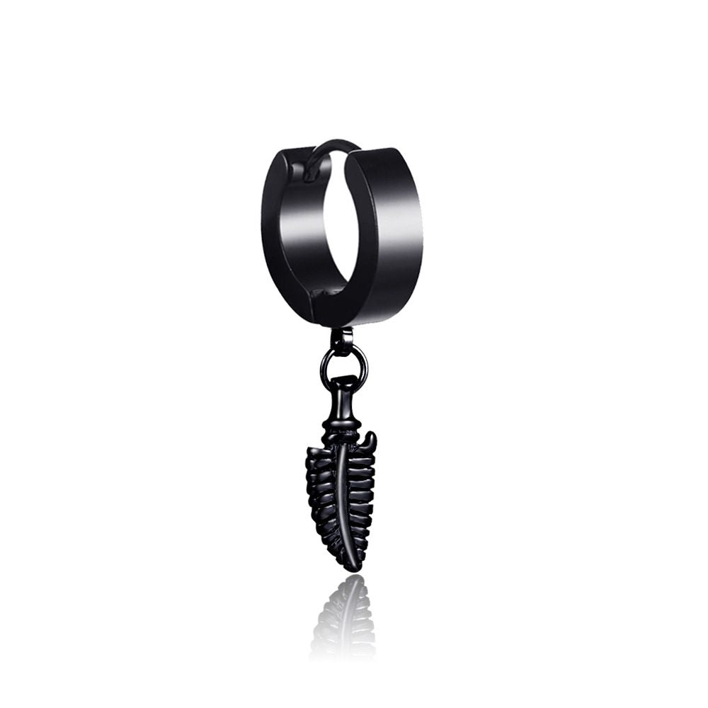 Mens Fashionable Stainless Steel Leaf Ear Clasp