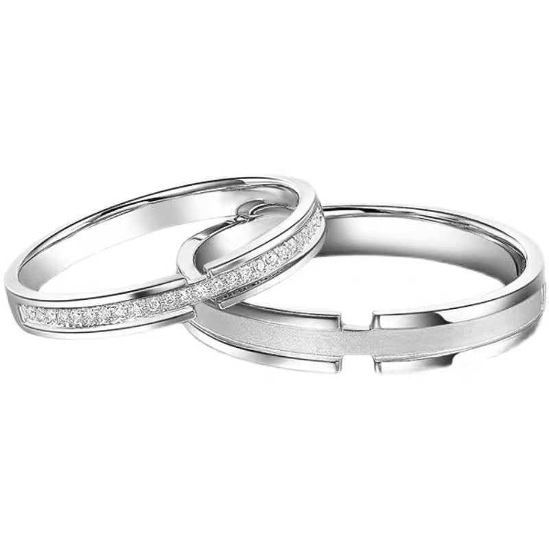 Men's And Women's Starry Sky Rings In White Brass