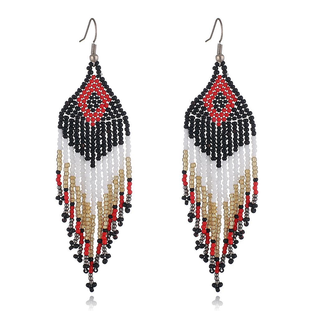 Colorful Rice Bead Ear Ornaments Ethnic Style Handmade Bohemian Tassel Earrings
