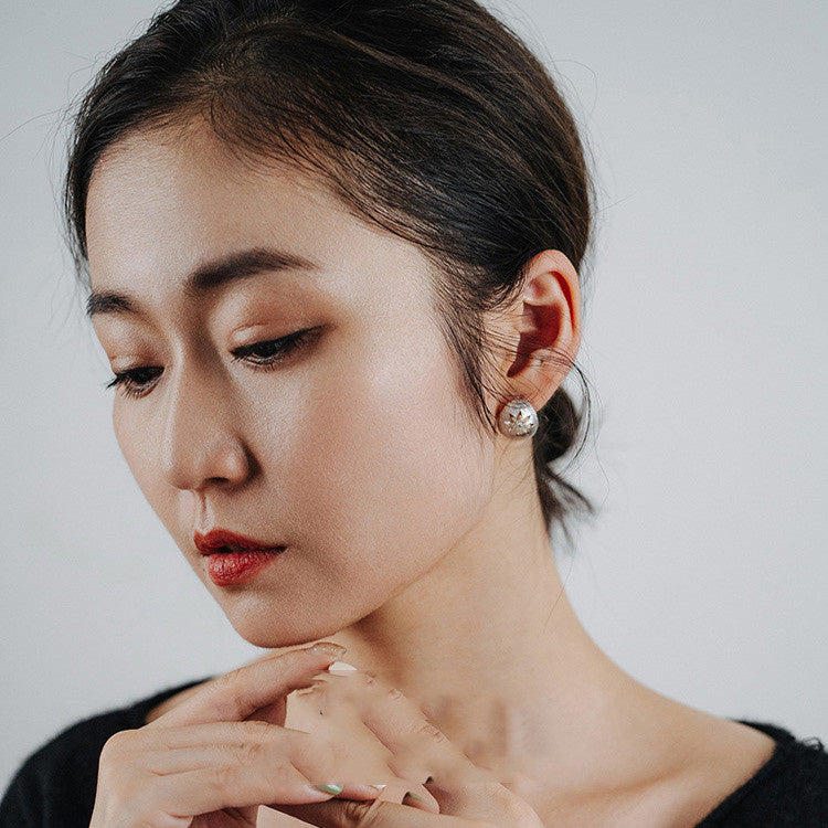Silver Handmade Luxury Mirror Velvet Earrings