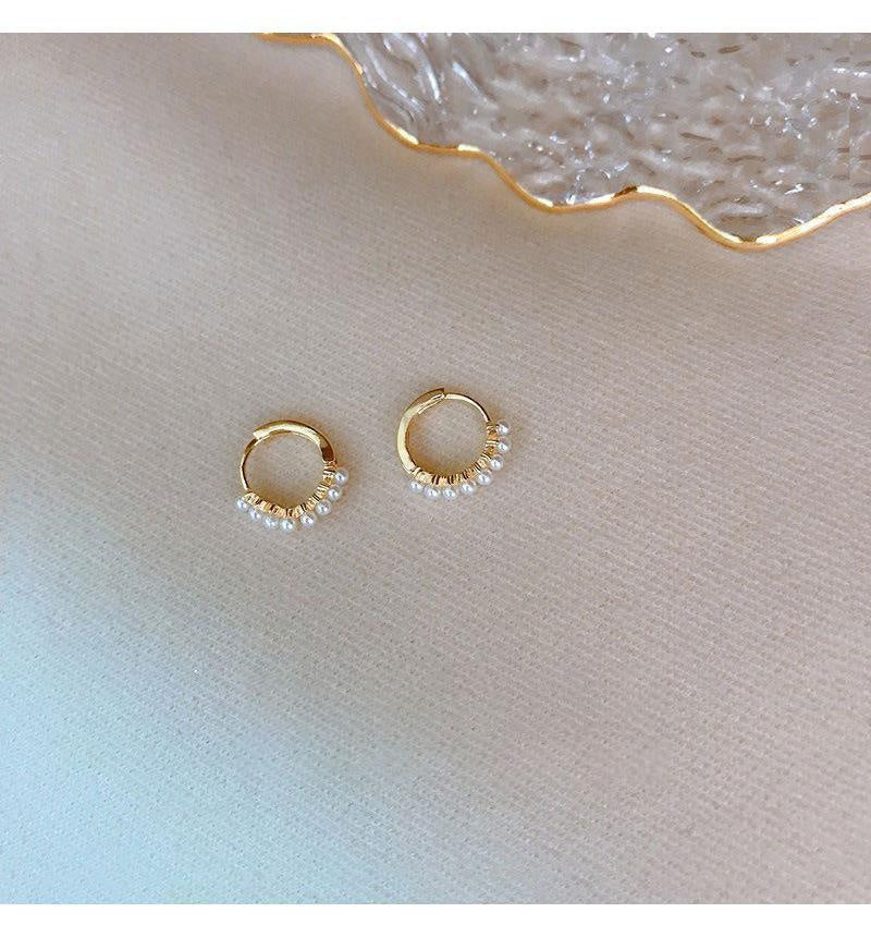 Sterling Silver And Small Pearl Earrings