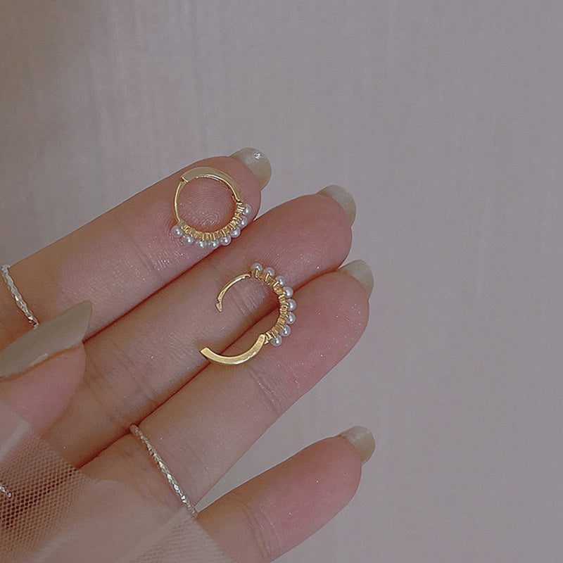 Sterling Silver And Small Pearl Earrings