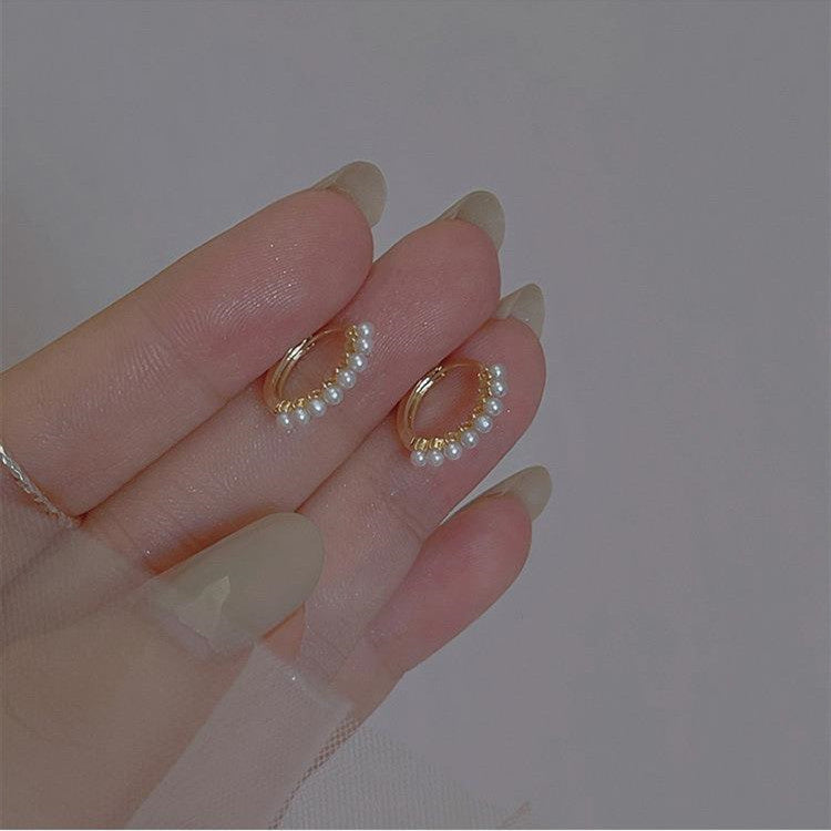 Sterling Silver And Small Pearl Earrings