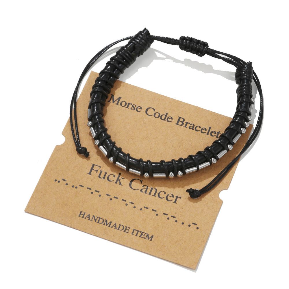 New Leather Stainless Steel Bracelet Moss Code Letter