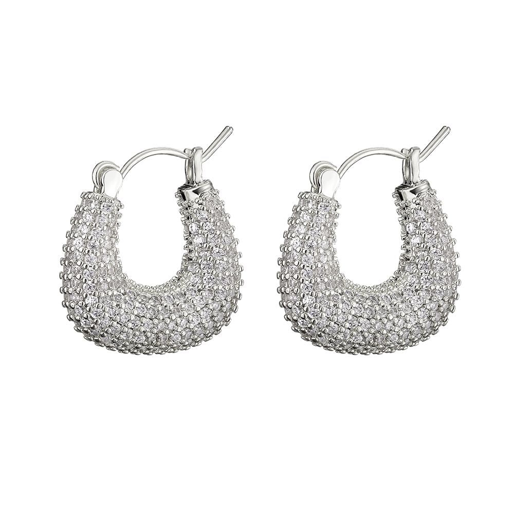 Copper Gilded Micro-set Zircon Light Luxury Retro Full Diamond Earrings