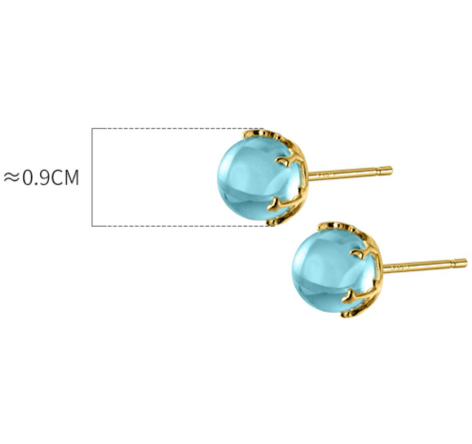 S925 Silver Fresh Blue Geometric Round Ball Stud Earrings For Women