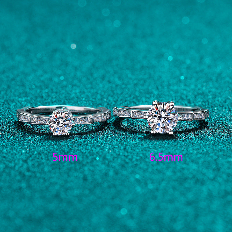 Women's Gold Mosonite Six-claw Ring