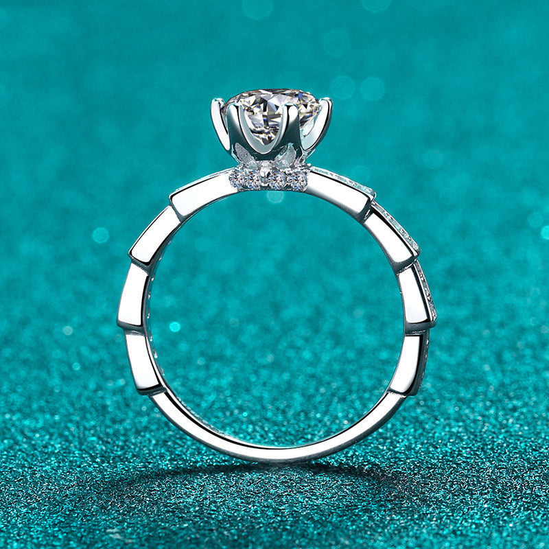 Women's Gold Mosonite Six-claw Ring