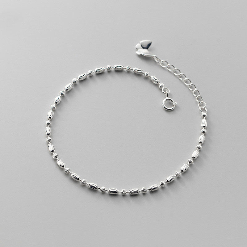 Oval Silver Bean Light Bead Butterfly Temperament