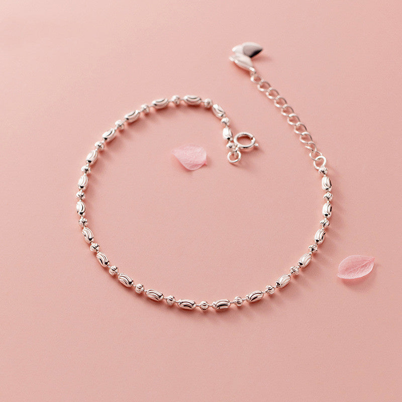 Oval Silver Bean Light Bead Butterfly Temperament