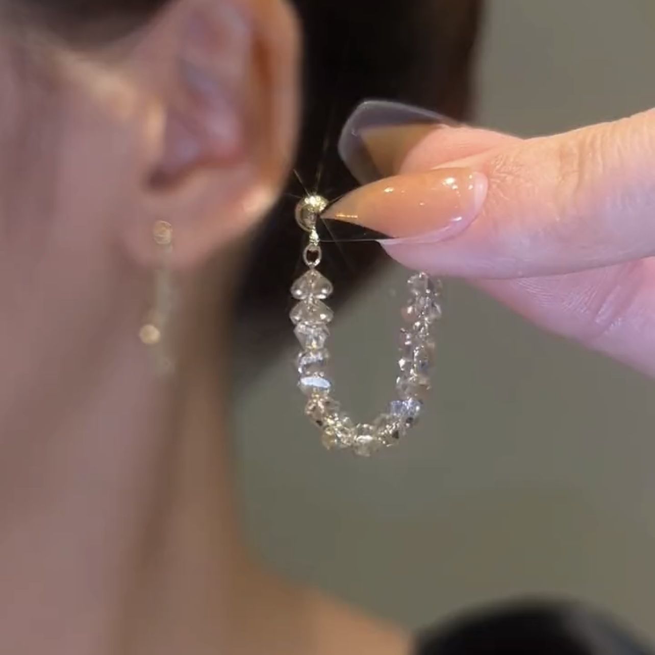S925 Silver Needle Wearing Simple Hand Earrings