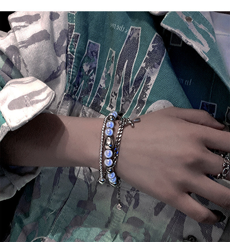 Multi Panel Reflective Pearl Bracelet