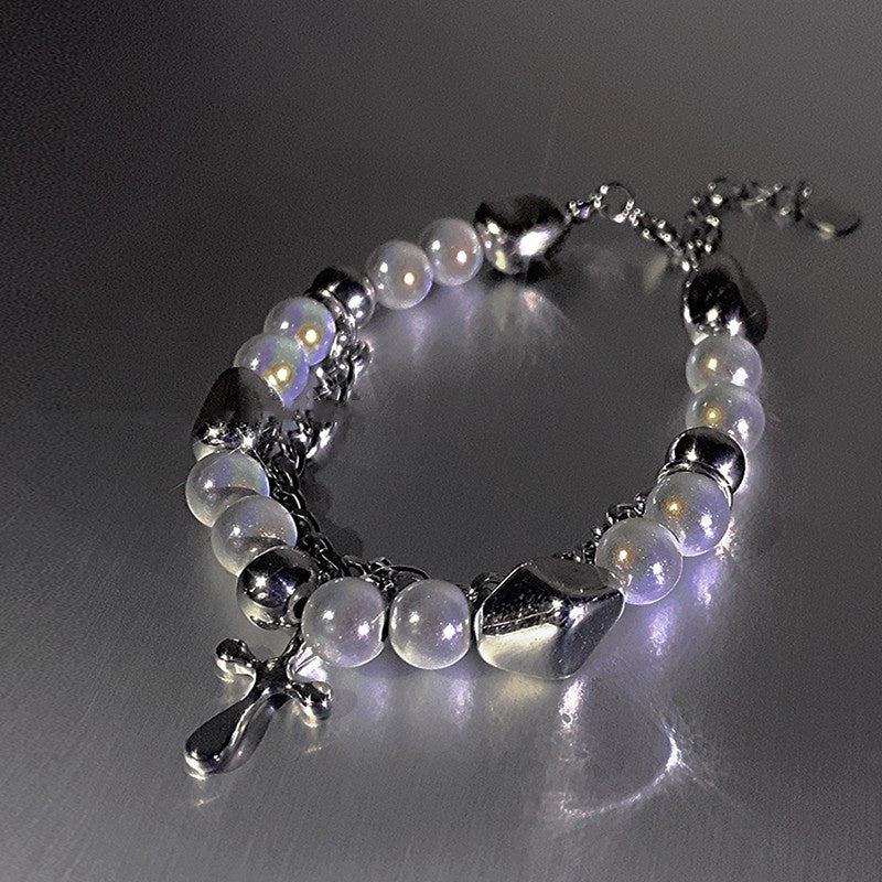 Multi Panel Reflective Pearl Bracelet