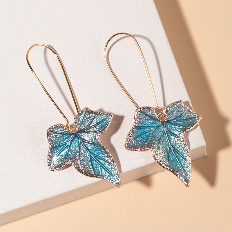 Creative Jagged Faux Wood Gold Leaf Earrings