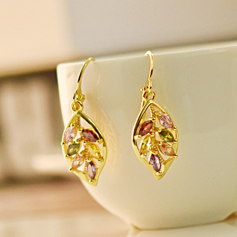 Creative Jagged Faux Wood Gold Leaf Earrings