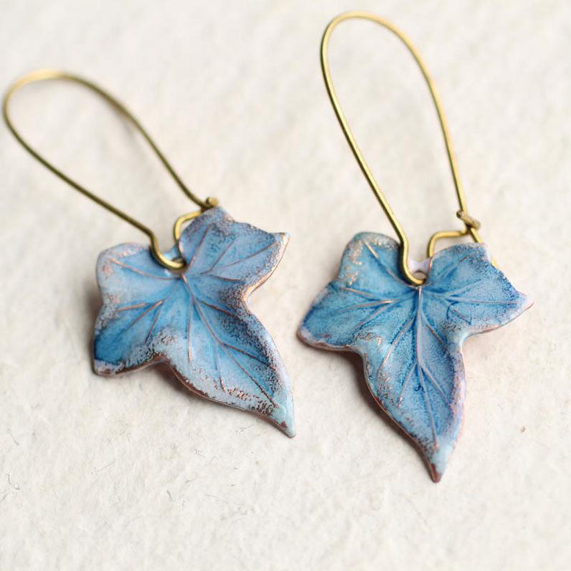 Creative Jagged Faux Wood Gold Leaf Earrings