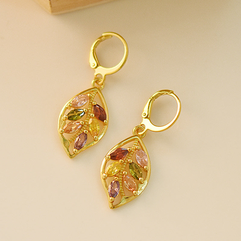Creative Jagged Faux Wood Gold Leaf Earrings
