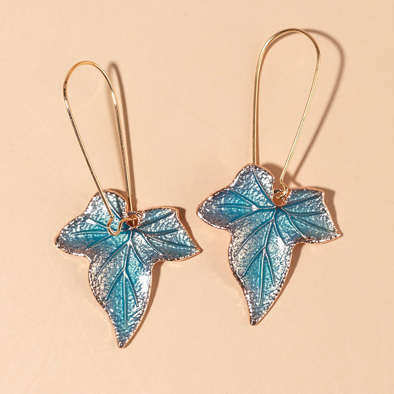Creative Jagged Faux Wood Gold Leaf Earrings