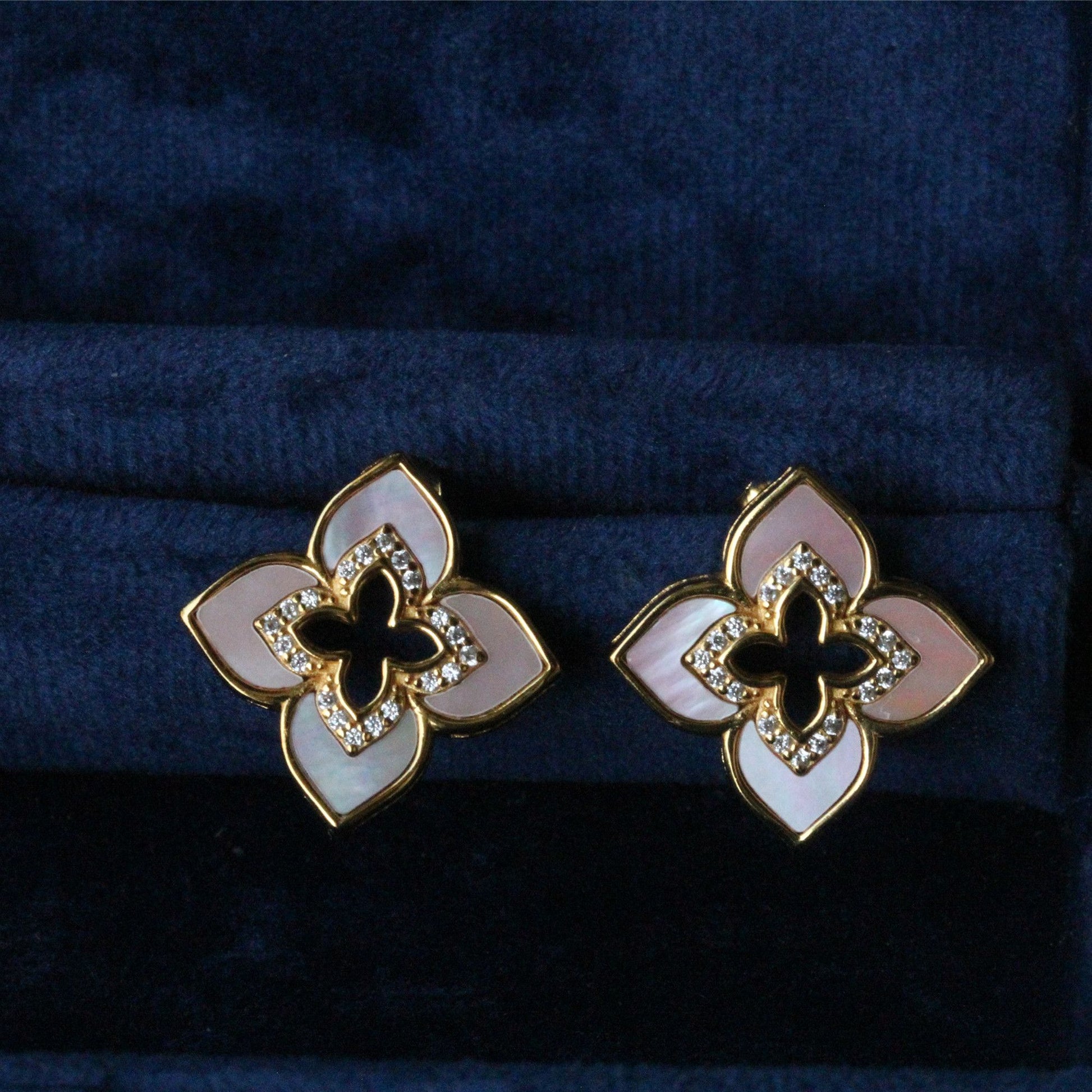 925 Sterling Silver Gilded Classic Four-leaf Clover Earrings