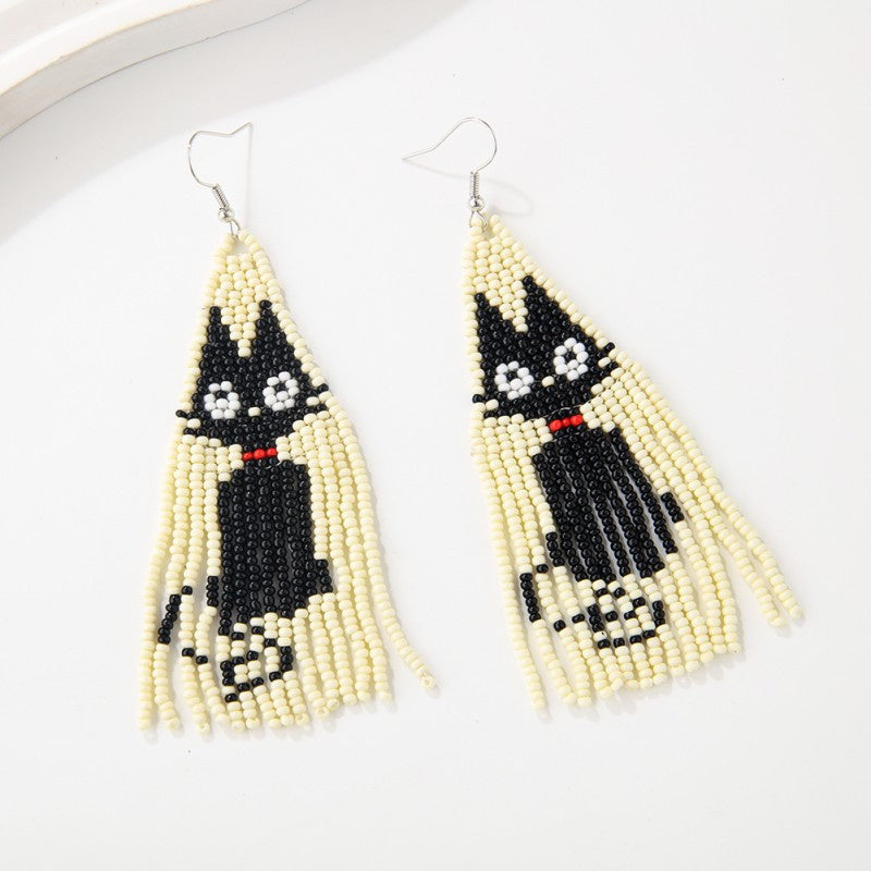 Animal Cat Hand-woven Rice Bead Ear Jewelry Female