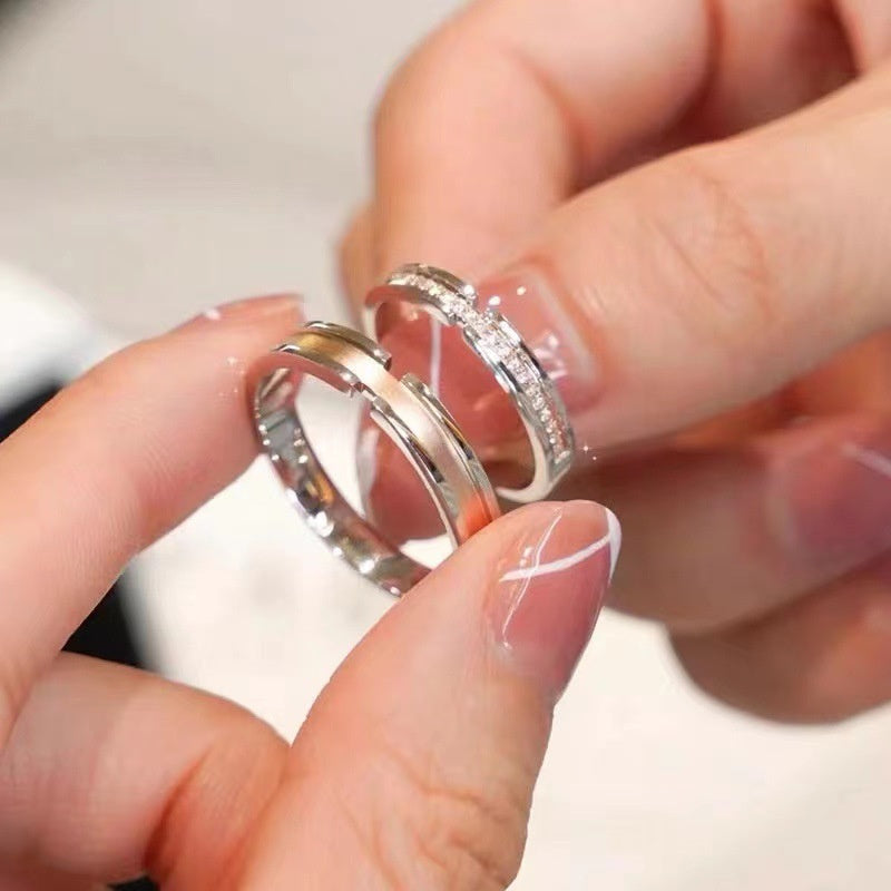 Men's And Women's Starry Sky Rings In White Brass
