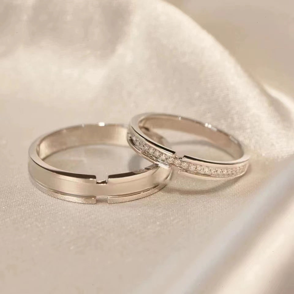 Men's And Women's Starry Sky Rings In White Brass