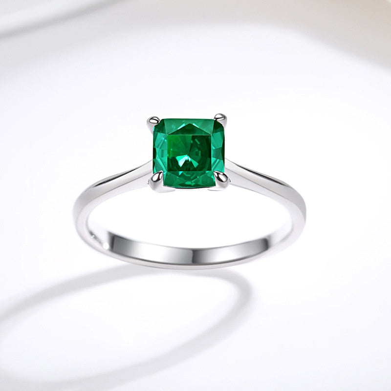 S925 Sterling Silver Fat Square Diamond Ring
