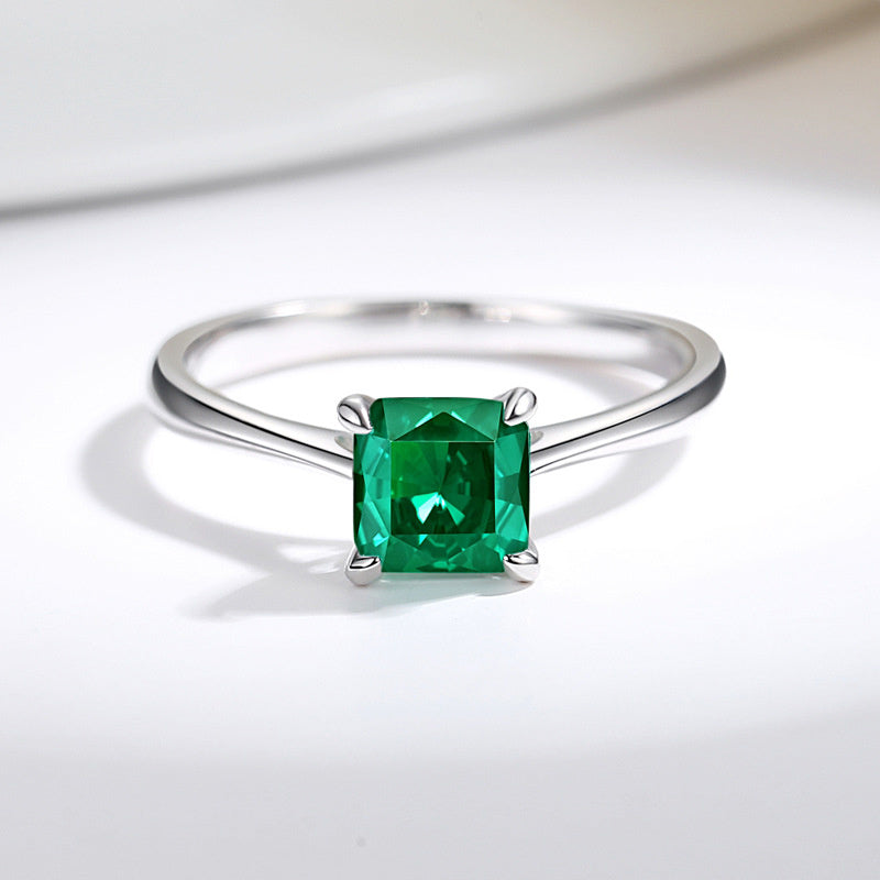 S925 Sterling Silver Fat Square Diamond Ring