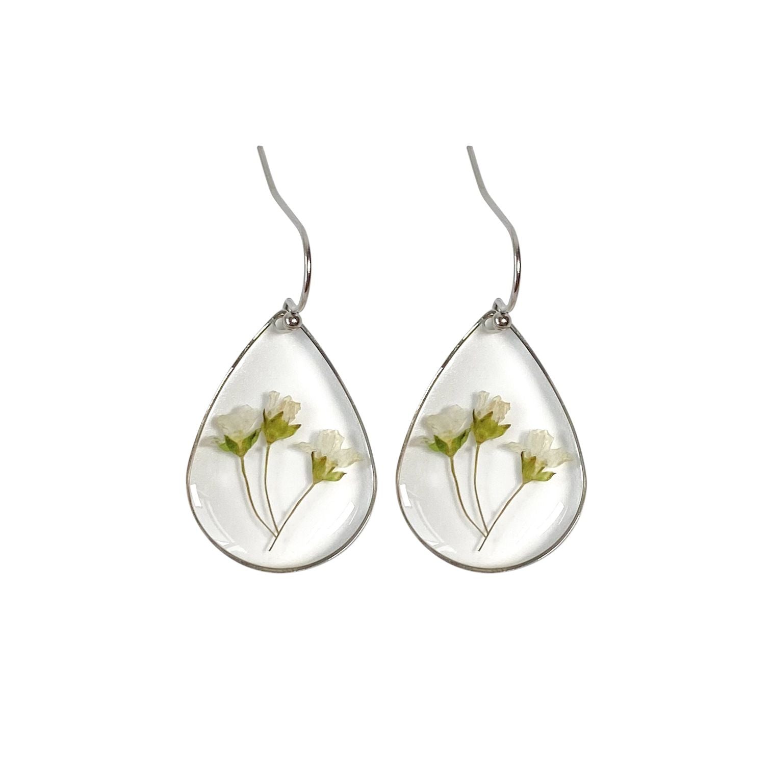 Handmade Dry Flower Earrings Don't Forget Me Drop-shaped Ear Hook