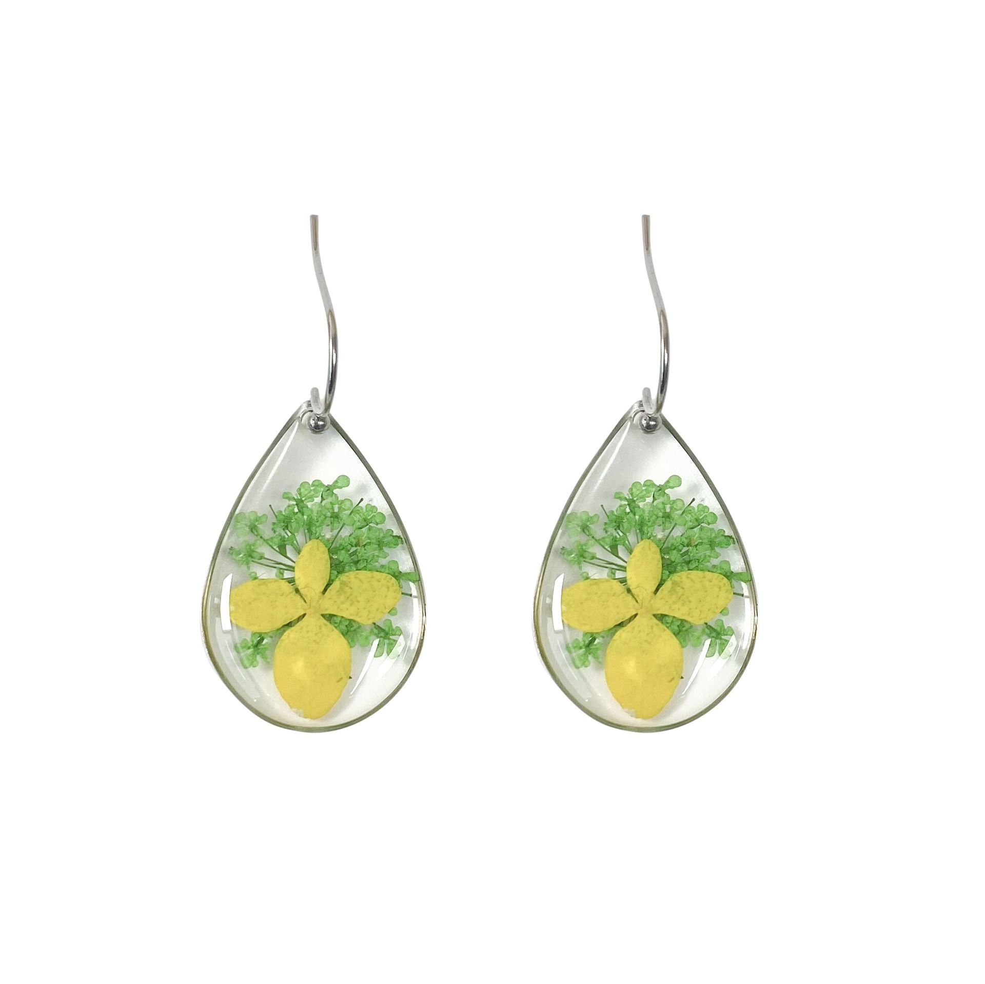 Handmade Dry Flower Earrings Don't Forget Me Drop-shaped Ear Hook