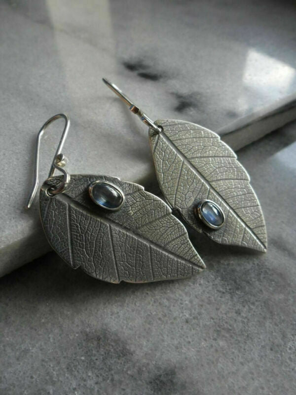 Ancient Silver Leaf Flower Earrings