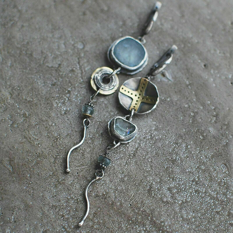 Ancient Silver Leaf Flower Earrings